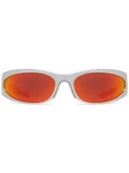 Солнцезащитные очки Reverse XP Wrap в овальной оправе Balenciaga Eyewear, серебяный