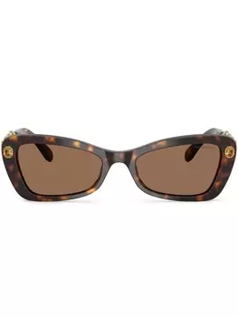 Солнцезащитные очки с эффектом черепаховой кожи, украшенные кристаллами Swarovski, коричневый