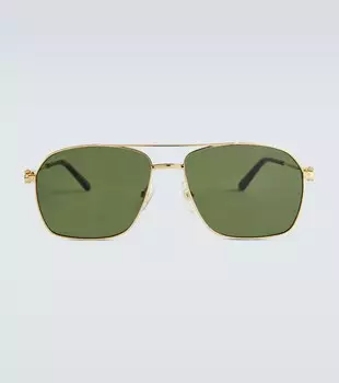 Солнцезащитные очки с двойной дугой в металлической оправе Cartier, металлик