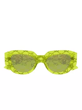 Солнцезащитные очки с двойной G-образной головкой Gucci Eyewear, зеленый