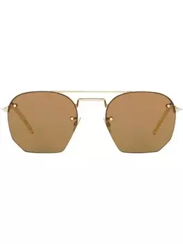 Солнцезащитные очки с двойным мостом Saint Laurent Eyewear, коричневый