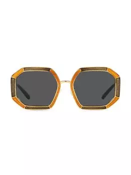 Солнцезащитные очки с геометрическим рисунком 52 мм Tory Burch, золотой