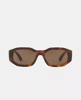 Солнцезащитные очки с геометрическим рисунком цвета гаваны Versace, коричневый