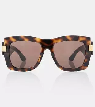 Солнцезащитные очки с квадратной головкой в виде переплетенных букв G Gucci, цвет havana-havana-brown