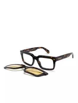 Солнцезащитные очки с квадратной оправой-клипсой Off-White Eyewear, коричневый