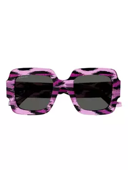 Солнцезащитные очки с леопардовым принтом Gucci Eyewear, розовый