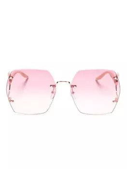 Солнцезащитные очки с логотипом Double G Gucci Eyewear, бежевый