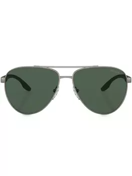 Солнцезащитные очки с логотипом Prada Linea Rossa, серебристый