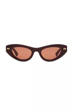 Солнцезащитные очки с массивными дужками в виде ленты Bottega Veneta, burgundy & brown