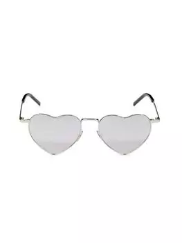 Солнцезащитные очки с металлическим сердцем 52MM Saint Laurent, серебро