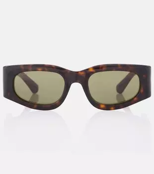 Солнцезащитные очки с прямоугольной оправой Interlocking G Gucci, цвет havana-red-green