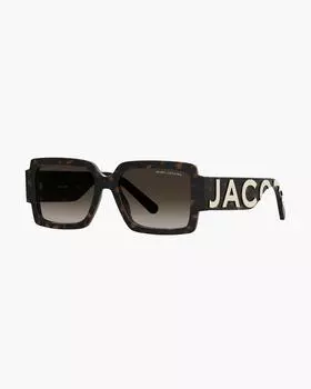 Солнцезащитные очки с ярким логотипом Square Marc Jacobs, цвет Havana
