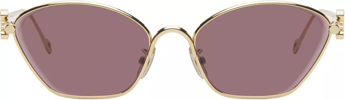 Солнцезащитные очки с шестиугольной анаграммой Gold LOEWE, Shiny endura gold