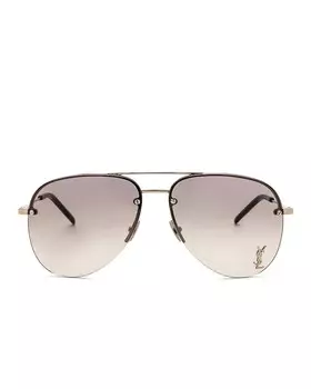 Солнцезащитные очки Saint Laurent Classic 11M Aviator, цвет Shiny Silver & Gradient Grey