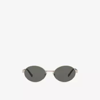 Солнцезащитные очки Saint Laurent Sl692 с металлической овальной оправой, серебряный