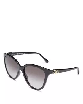 Солнцезащитные очки Salvatore «кошачий глаз», 57 мм Ferragamo, цвет Black