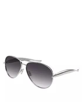 Солнцезащитные очки Sardine Pilot Metal, 64 мм Bottega Veneta, серебряный