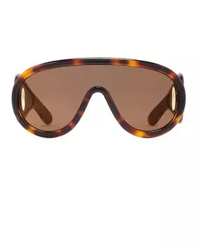 Солнцезащитные очки-щит Loewe, цвет Dark Havana & Brown Mirror