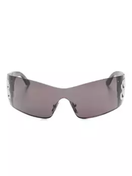Солнцезащитные очки-щитки, украшенные кристаллами Balenciaga Eyewear, черный