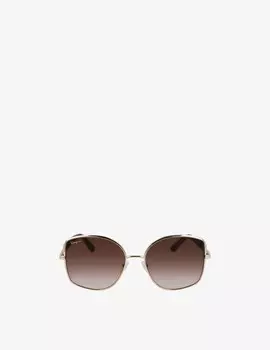 Солнцезащитные очки SF304S в круглой оправе Ferragamo, цвет Gold/Brown Gradient
