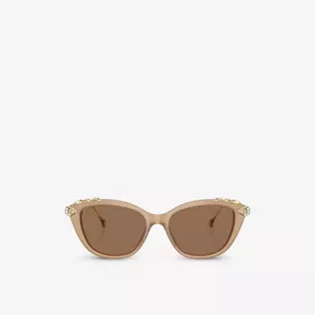 Солнцезащитные очки SK6010 из ацетата кошачьего глаза Swarovski, коричневый