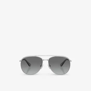 Солнцезащитные очки sk7005 в металлической оправе-авиаторе, украшенной драгоценными камнями Swarovski, серебряный