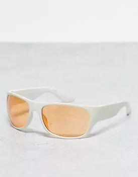 Солнцезащитные очки скиннидип белого цвета с оранжевыми линзами Skinnydip