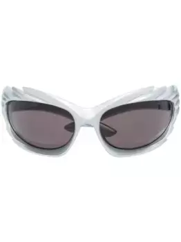 Солнцезащитные очки Spike в прямоугольной оправе Balenciaga Eyewear, серебяный