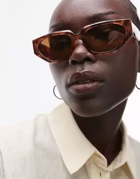Солнцезащитные очки Topshop Croatia угловой формы «кошачий глаз» коричневого цвета черепахового цвета