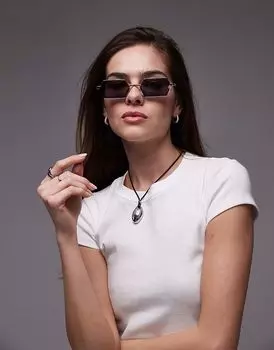 Солнцезащитные очки Topshop Fiji прямоугольной формы из металла в золотом цвете
