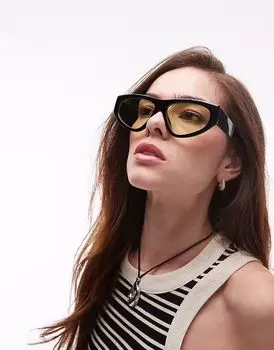 Солнцезащитные очки Topshop Napoli угловатого цвета лимонно-зеленого цвета