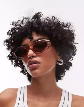 Солнцезащитные очки Topshop Paros овальные розового цвета