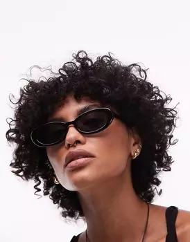 Солнцезащитные очки Topshop Premium Malta круглой оправы из ацетата черного цвета