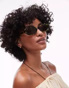 Солнцезащитные очки Topshop Premium Malta круглой оправы из ацетата темно-зеленого цвета