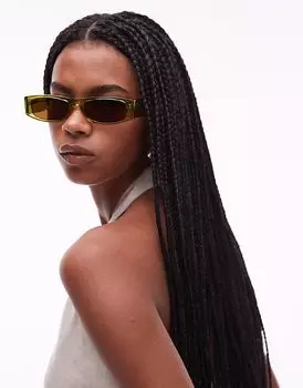 Солнцезащитные очки Topshop Premium Seychelles прямоугольной формы из ацетата цвета хаки