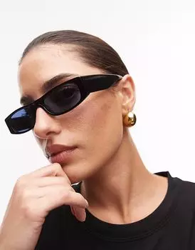 Солнцезащитные очки Topshop Premium Seychelles прямоугольной формы из ацетата черного цвета