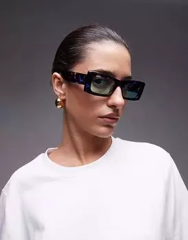 Солнцезащитные очки Topshop Premium Zanzibar прямоугольной формы из ацетата в черепаховом цвете