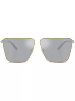 Солнцезащитные очки Tubular Greca в квадратной оправе Versace Eyewear, золотистый