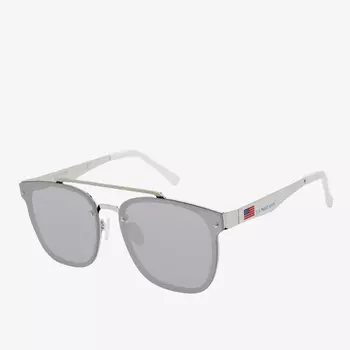 Солнцезащитные очки U.S. Polo Assn. Double Bridge Metal Square, серебристый / белый