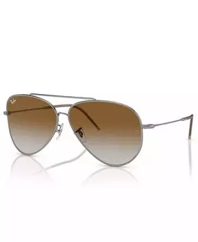 Солнцезащитные очки унисекс, градиент Aviator Reverse RBR0101 Ray-Ban, серебро