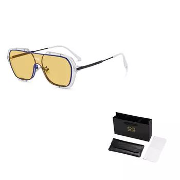 Солнцезащитные очки унисекс Muykuy, MK257YJ-008 серо-фиолетовая рамка белый лист