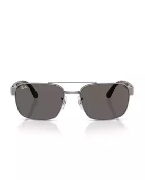 Солнцезащитные очки унисекс в квадратной металлической оправе серого цвета Ray-Ban, серый