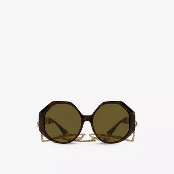 Солнцезащитные очки ve4395 в круглой оправе из ацетата и металла Versace, коричневый