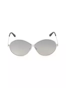 Солнцезащитные очки в бесконечной оправе 64MM Tom Ford, серебро