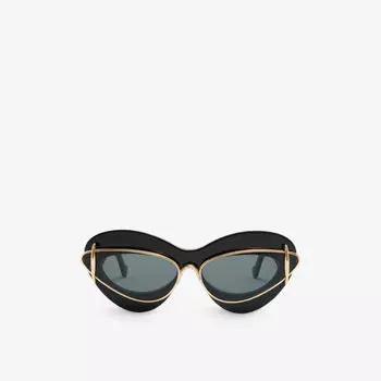 Солнцезащитные очки в двойной оправе из ацетата и металла в форме кошачьего глаза Loewe, черный