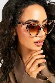 Солнцезащитные очки в форме сердца черепахового цвета boohoo, коричневый