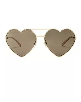 Солнцезащитные очки в форме сердца Gucci, цвет Gold & Grey