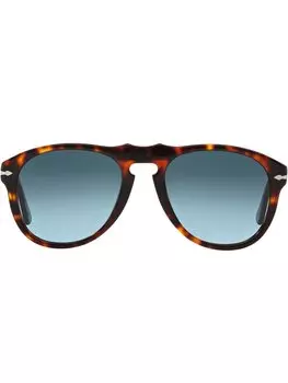 Солнцезащитные очки в круглой черепаховой оправе Persol, коричневый