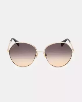 Солнцезащитные очки в круглой металлической оправе Max Mara, золото