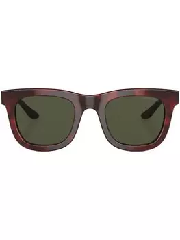 Солнцезащитные очки в круглой оправе черепаховой расцветки Giorgio Armani, красный